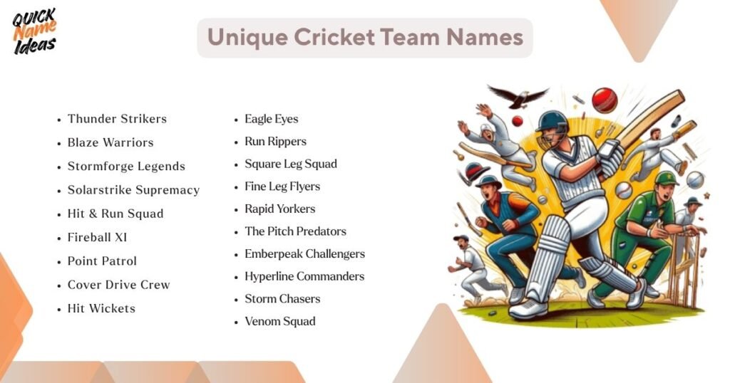 Unique Cricket Team Names